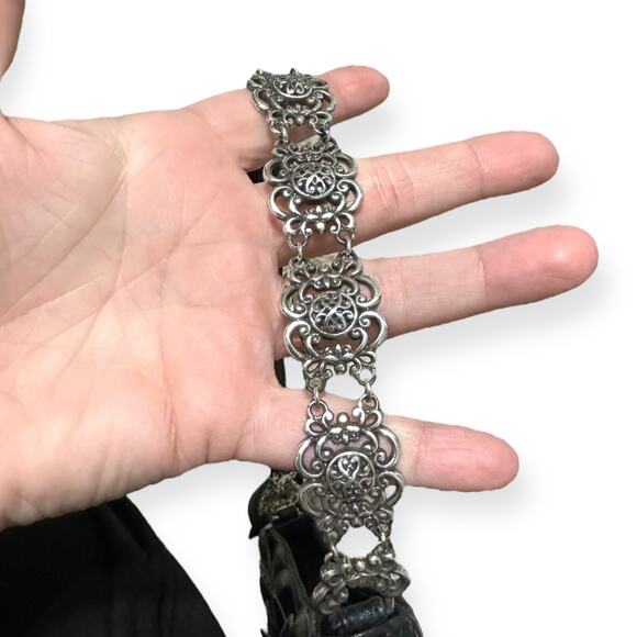 Brighton Rosalie Black Leather Flower Petal Small Chain Strap Shoulder Bag - Picture 6 of 8